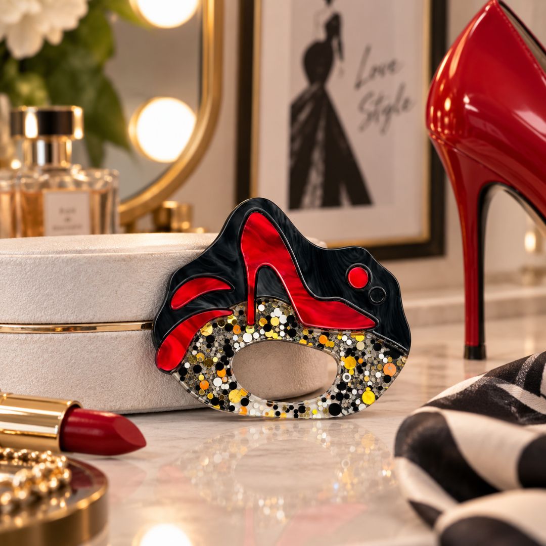High Heel Shoe - Dual Layer Glasses Brooch