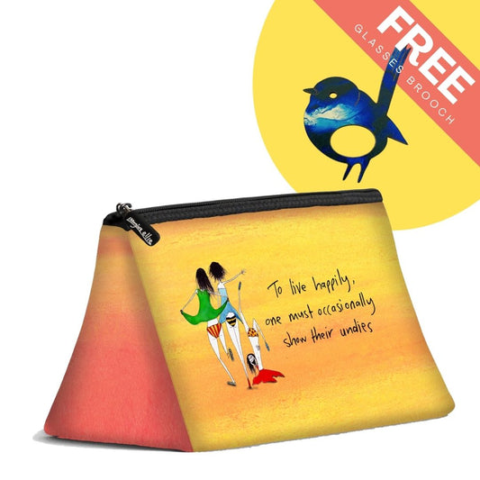 FREE Blue Wren Glasses Brooch with Cosmetic Bag