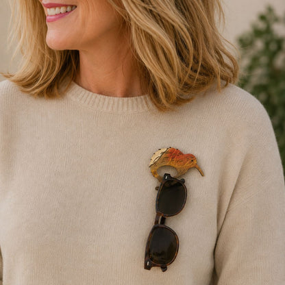 Kiwi Glasses Brooch (4 Colors)