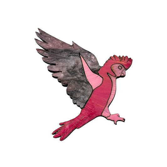'Flying Galah' Magnetic Brooch
