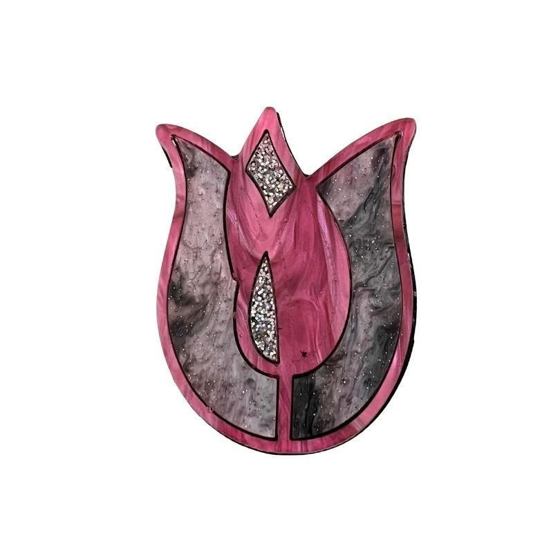 'Pink Tulip' Magnetic Brooch