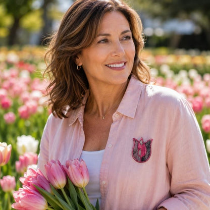 'Pink Tulip' Magnetic Brooch