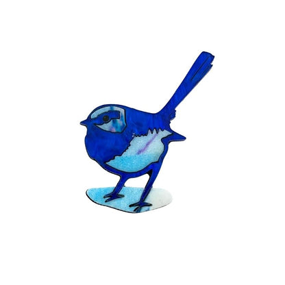 'Mid-Blue Wren' Magnetic Brooch