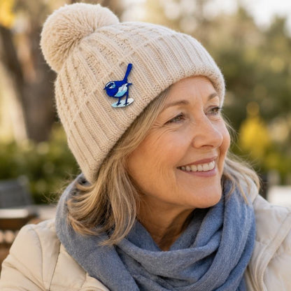 'Mid-Blue Wren' Magnetic Brooch
