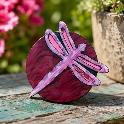 'Pink Dragonfly' Magnetic Brooch