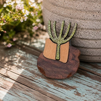 'Natural Catcus' Magnetic Brooch