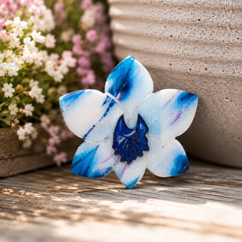 'Pale Blue Orchid' Magnetic Brooch