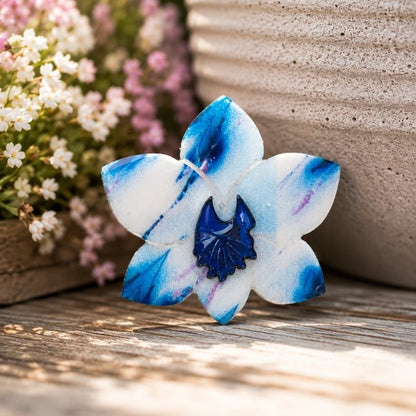 'Pale Blue Orchid' Magnetic Brooch