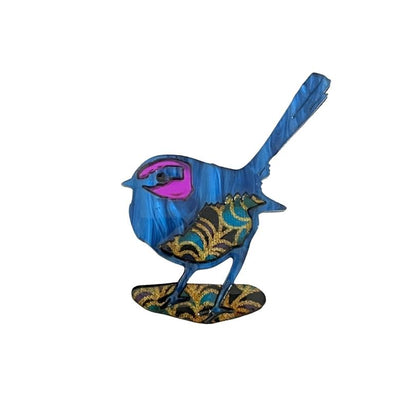 'Blue Wren' Magnetic Brooch
