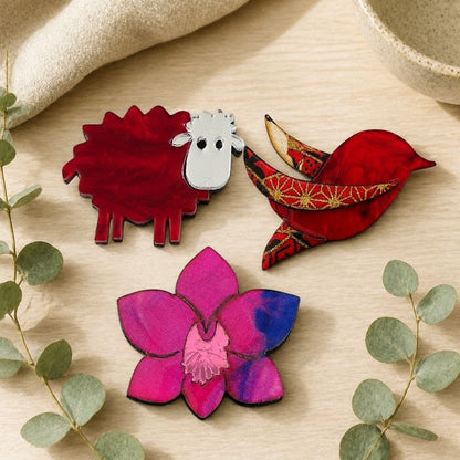 'Red Sheep' Magnetic Brooch