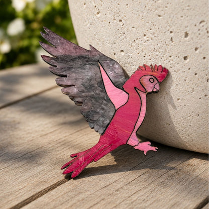 'Flying Galah' Magnetic Brooch