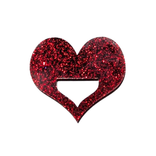 Red Sparkle Heart Glasses Brooch