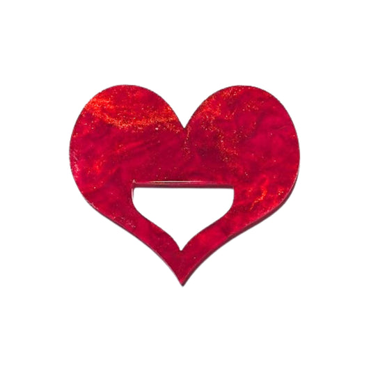 Red Heart Glasses Brooch