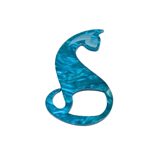 Light Blue Sassy Cat Glasses Brooch