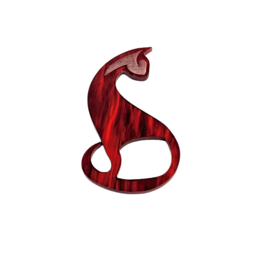Red Sassy Cat Glasses Brooch