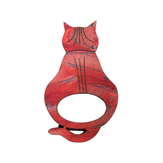 Attitude Cat Glasses Brooch (Red & Pink)
