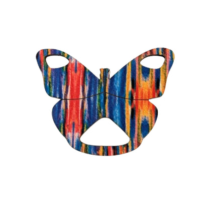 Butterfly Glasses Brooch (Colorful Crayon Print)