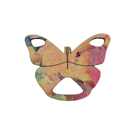 Butterfly Glasses Brooch (Autumn Leaf Print)