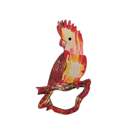 Galah Glasses Brooch (Painterly Red)
