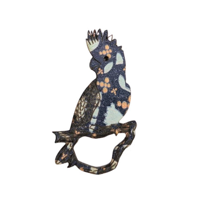 Galah Glasses Brooch (Green & Gold Print)