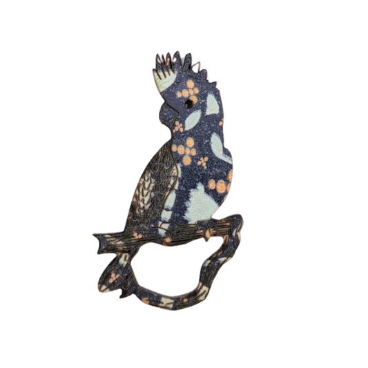 Galah Glasses Brooch (Green & Gold Print)