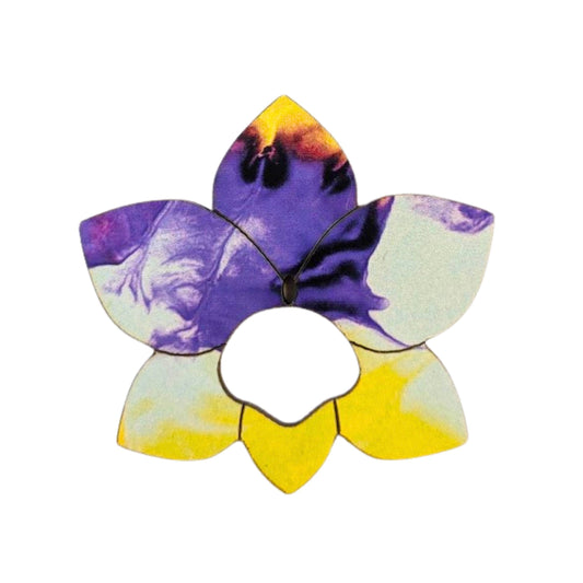 Orchid Glasses Brooch (Purple & Yellow)