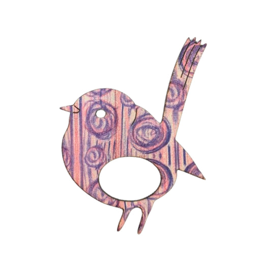 Wren Glasses Brooch (Purple Swirl)