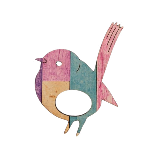 Wren Glasses Brooch (Pastal Stripe)