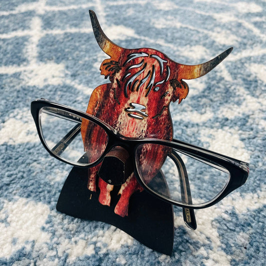 Highland Cow Glasses Stand (Earthy Tones)