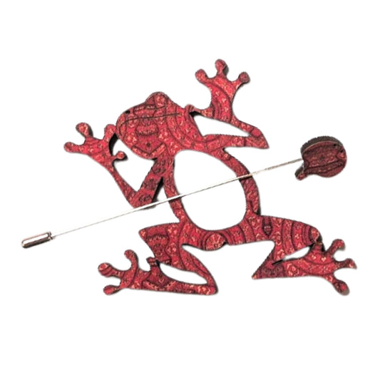 Frog Scarf Pin (Red Print)