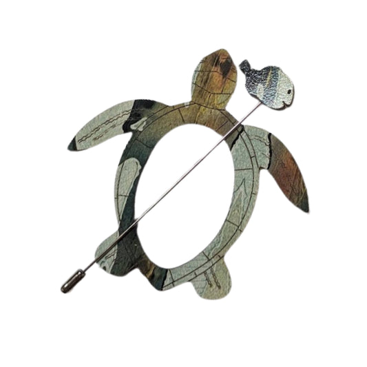 Turtle Scarf Pin (Beige)