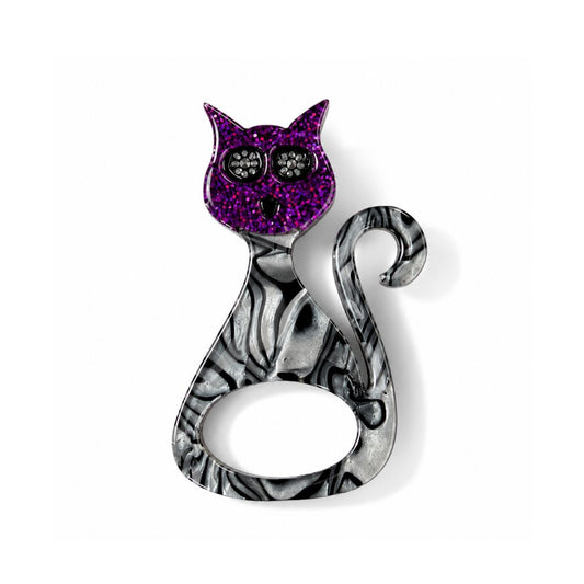 Midnight Cat - Dual Layer Glasses Brooch