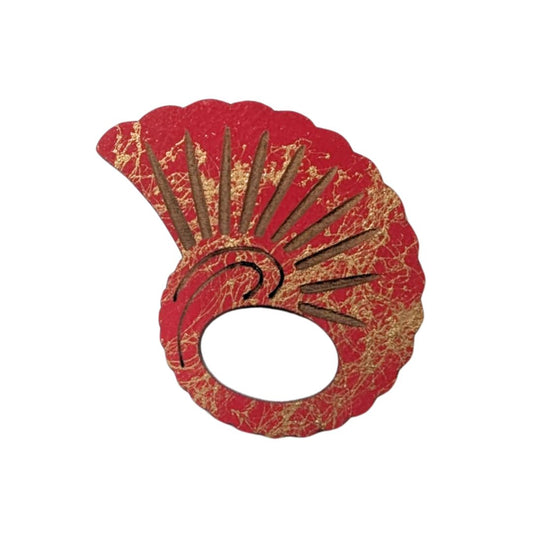 Nautilus Shell Glasses Brooch (Red & Gold)