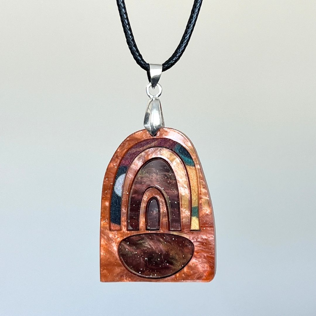Orange 'Tara' Pendant (FREE Brooch)