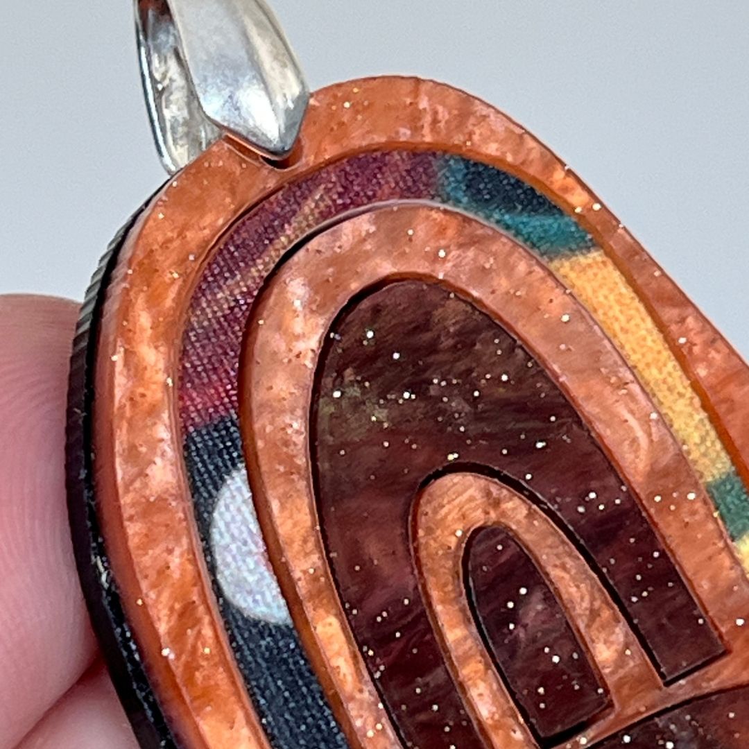 Orange 'Tara' Pendant (FREE Brooch)