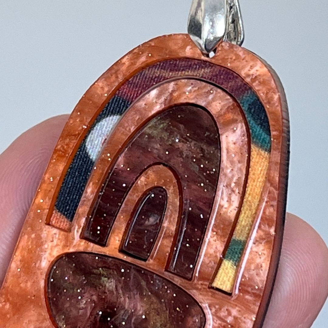 Orange 'Tara' Pendant (FREE Brooch)