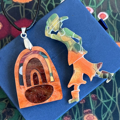 Orange 'Tara' Pendant (FREE Brooch)