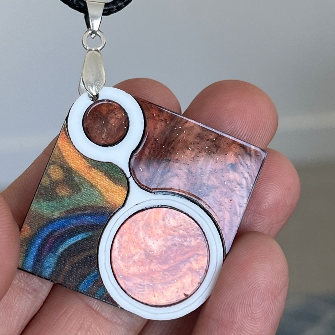 Orange 'Jade' Pendant (FREE Brooch)