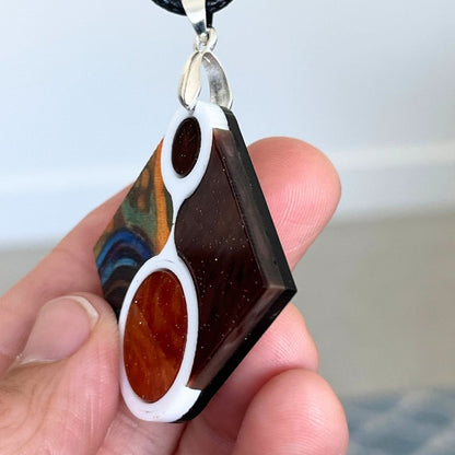 Orange 'Jade' Pendant (FREE Brooch)