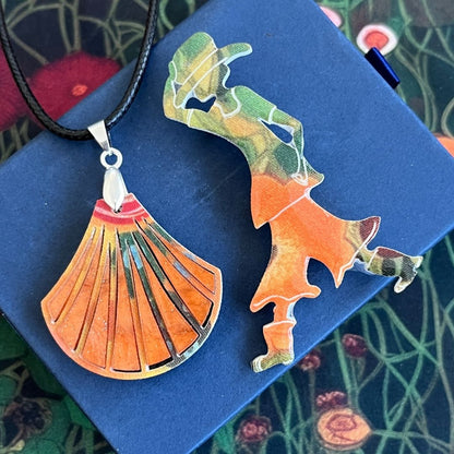 Orange 'Tilly' Pendant (FREE Brooch)