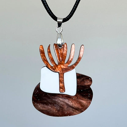 Orange 'Cactus' Pendant (FREE Brooch)