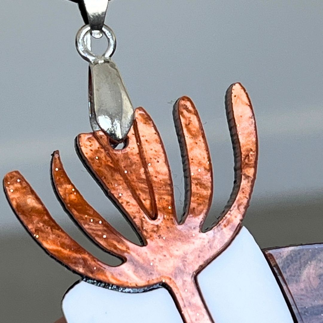 Orange 'Cactus' Pendant (FREE Brooch)