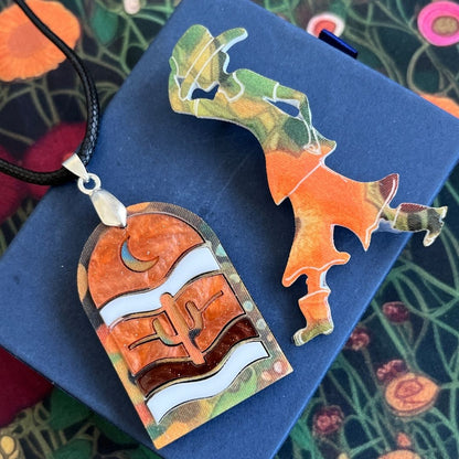 Orange 'Lumi' Pendant (FREE Brooch)