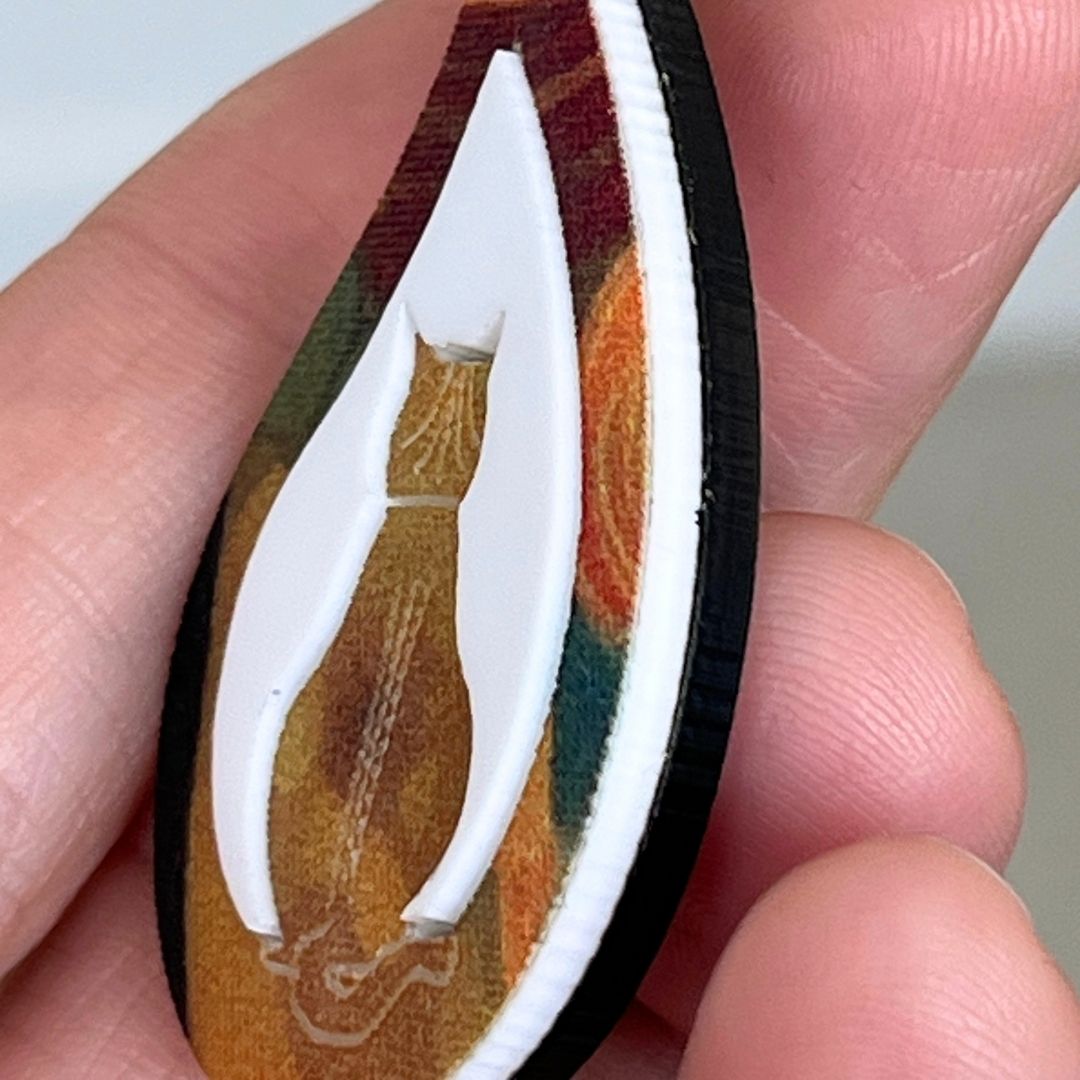 Orange 'Rain Cat' Pendant (FREE Brooch)