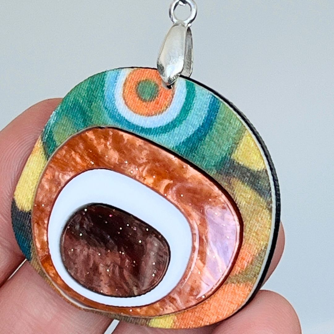 Orange 'Nova' Pendant (FREE Brooch)
