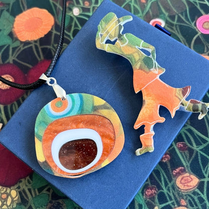 Orange 'Nova' Pendant (FREE Brooch)