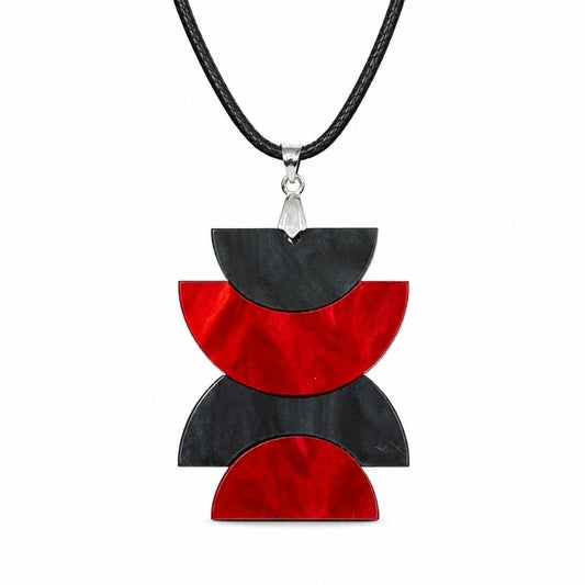 Red & Black 'Alma' Pendant (FREE Brooch)