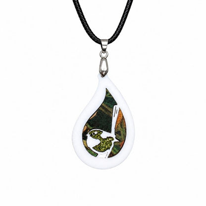 Green 'Rain Wren' Pendant (FREE Brooch)