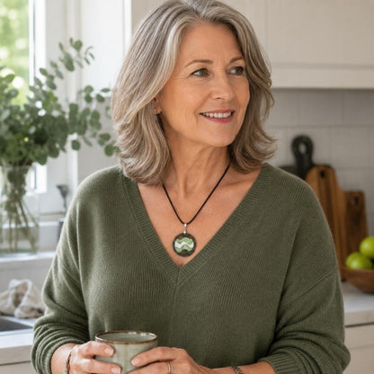 Green 'Echo' Pendant (FREE Brooch)