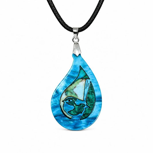 Turquoise 'Rain Wren' Pendant (FREE Brooch)